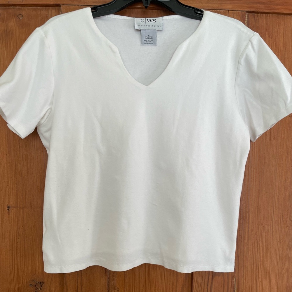 Womens CWS Casual Workstyles White Knit Top L